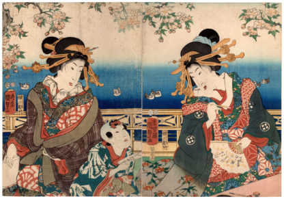 Utagawa Kunisada II A BUSTLING HILL BY THE SUMIDA RIVER
