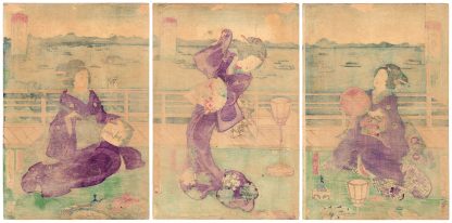 THE THREE EVENING PLEASURES (Utagawa Kunisada II)