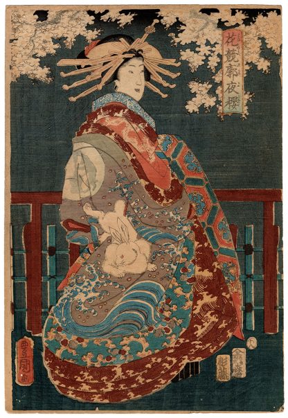 BEAUTY AND MOON RABBIT (Utagawa Kunisada)