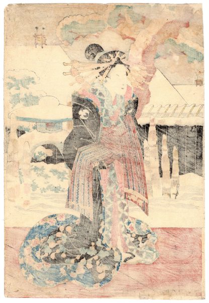SNOW IN YOSHIWARA (Utagawa Kunisada)