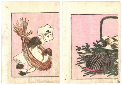 PINE MUSHROOMS AND RED CLAM (Utagawa Kunimori II)